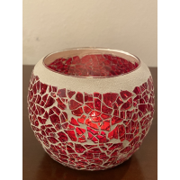 Candle Holder - Mosaic Glass - Red