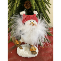 Christmas 5" Resin Fluffy Penguin on Skis